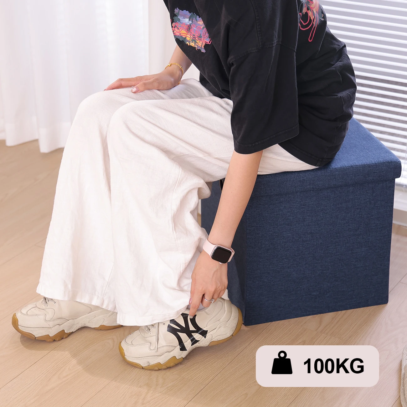China High Quality Folding Storage Ottoman for Furniture Storage Foot Stool Foldable Seat Box