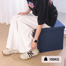 China High Quality Folding Storage Ottoman for Furniture Storage Foot Stool Foldable Seat Box