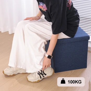 China High Quality Folding Storage Ottoman for Furniture Storage Foot Stool Foldable Seat Box