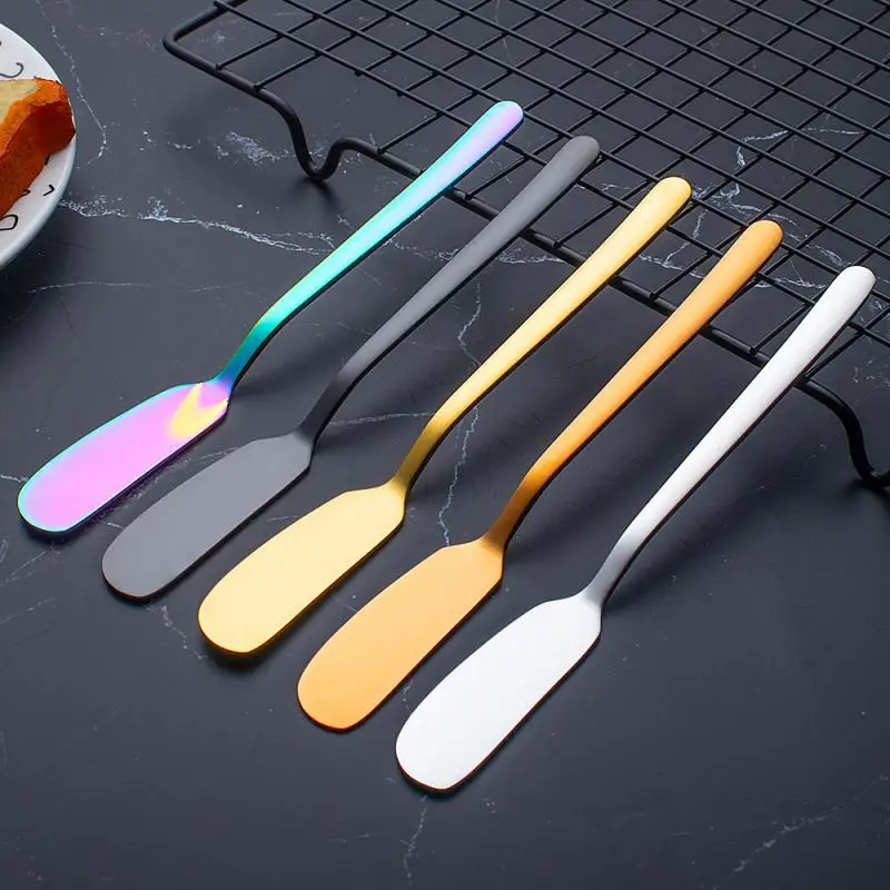 304 Stainless Steel Butter Knife Spreader Cheese Spreading Knives Jam Peanut Butter Spatula Colorful Kitchen Tableware
