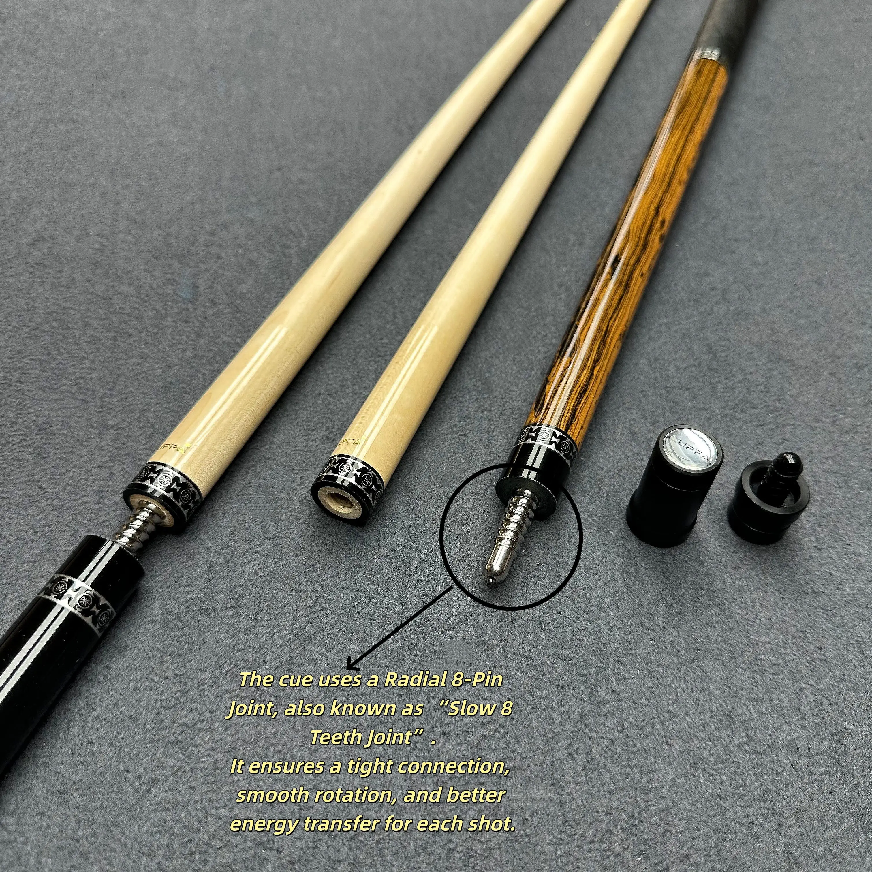 CUPPA 58 Inch Billiard Cue Stick with Leather Grip, 12.5mm Tip