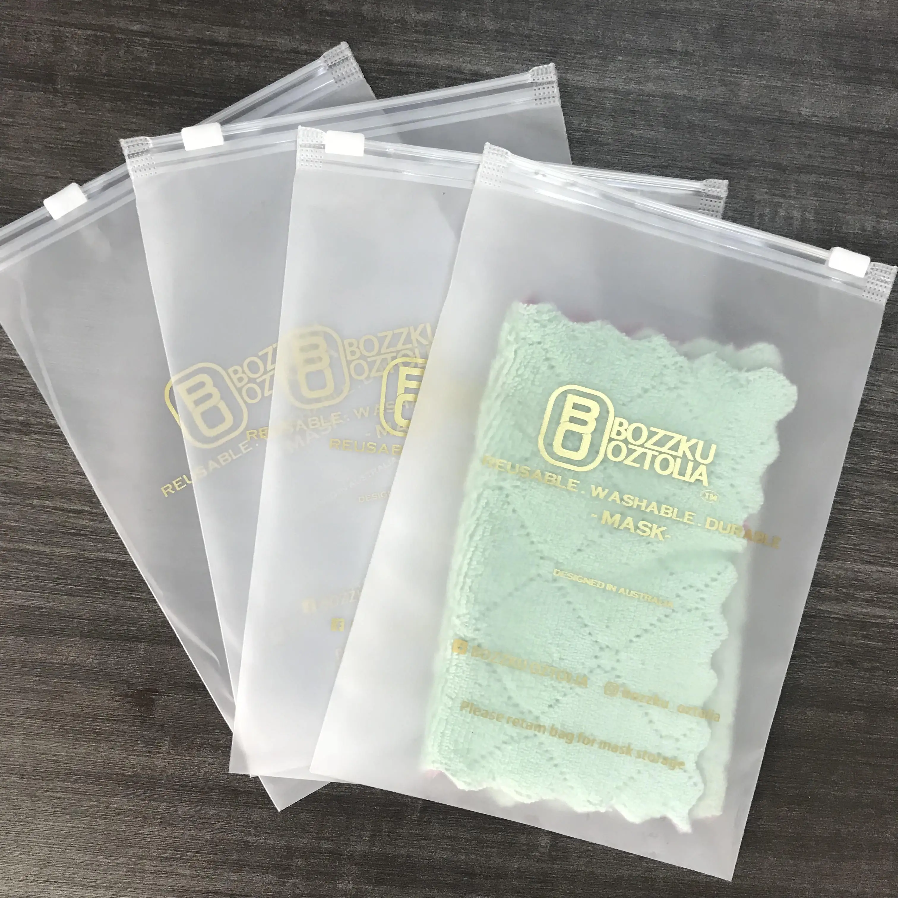StoBag Transparent Frosted Clothes Packaging Zipper Ziplock Bags PE Plastic  Storage Waterproof Sealed Towel Custom Logo Reusable