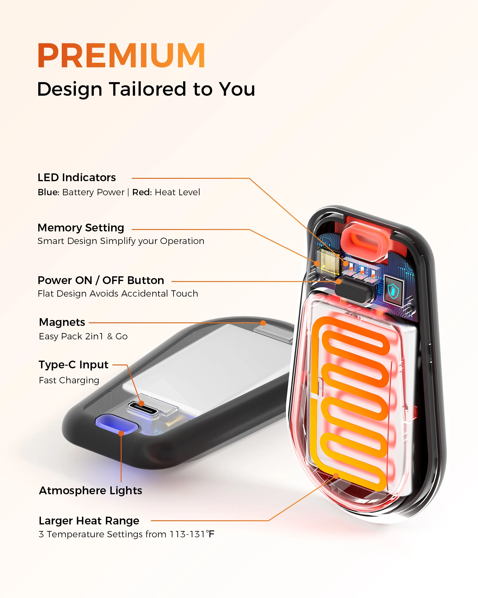 product laudtec hand warmer power bank custom logo popular christmas gifts magnetic hand warmer power bank with lanyard for hands-3
