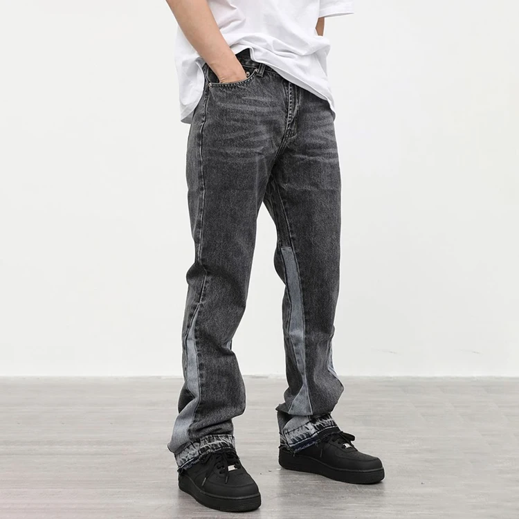 Diznew Custom Summer New Design Men Flared Jeans Patchwork Loose Hip ...