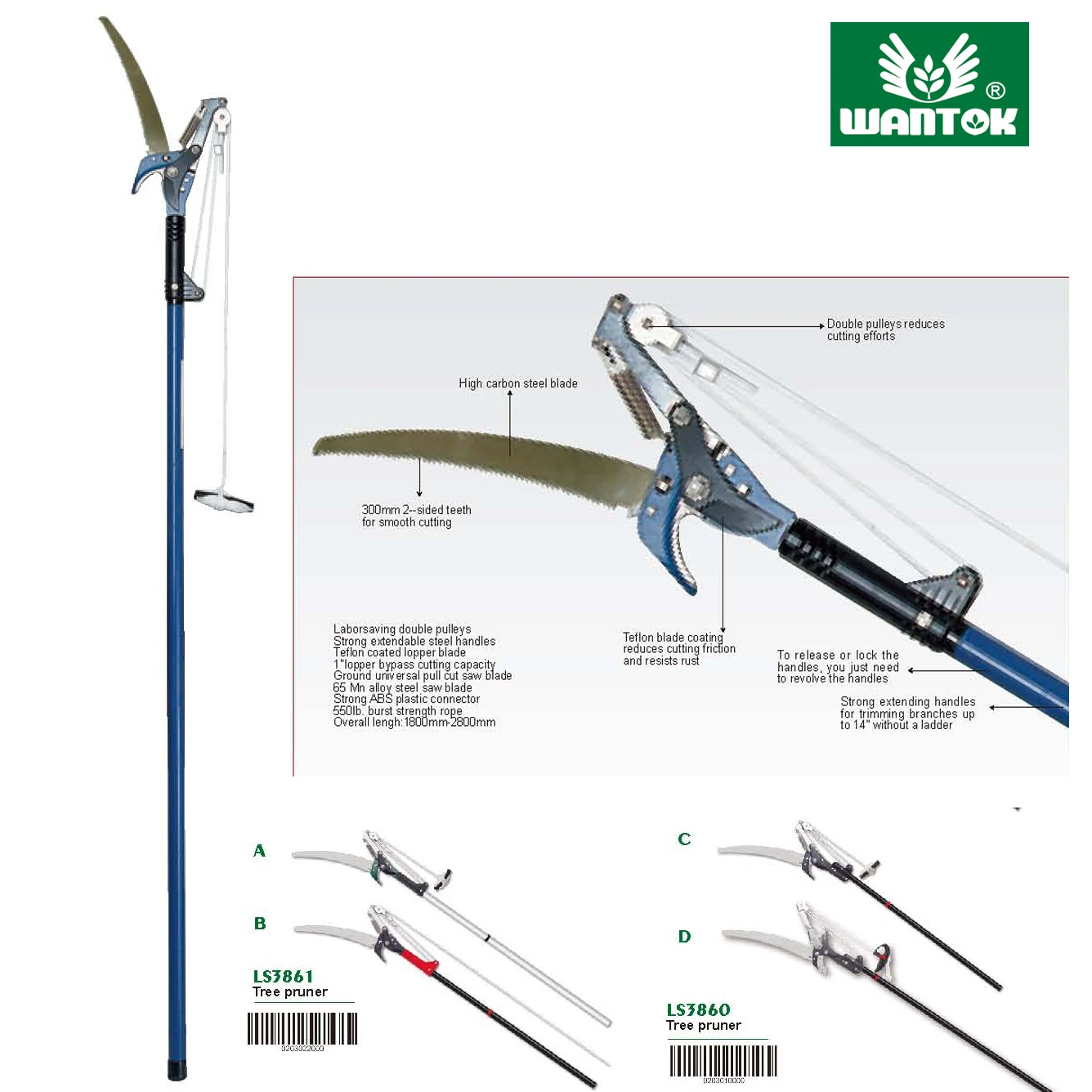 Steel Curved Extendable Tree Pruner Telescopic Tree Pruner Extendable Pole Saw Branch Trimmer Pruner