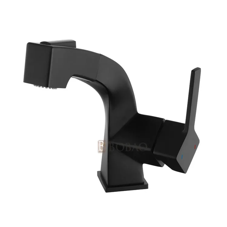 New Single Handle Black Tap Hot And Cold Water Basin Mixer Bathroom Faucet