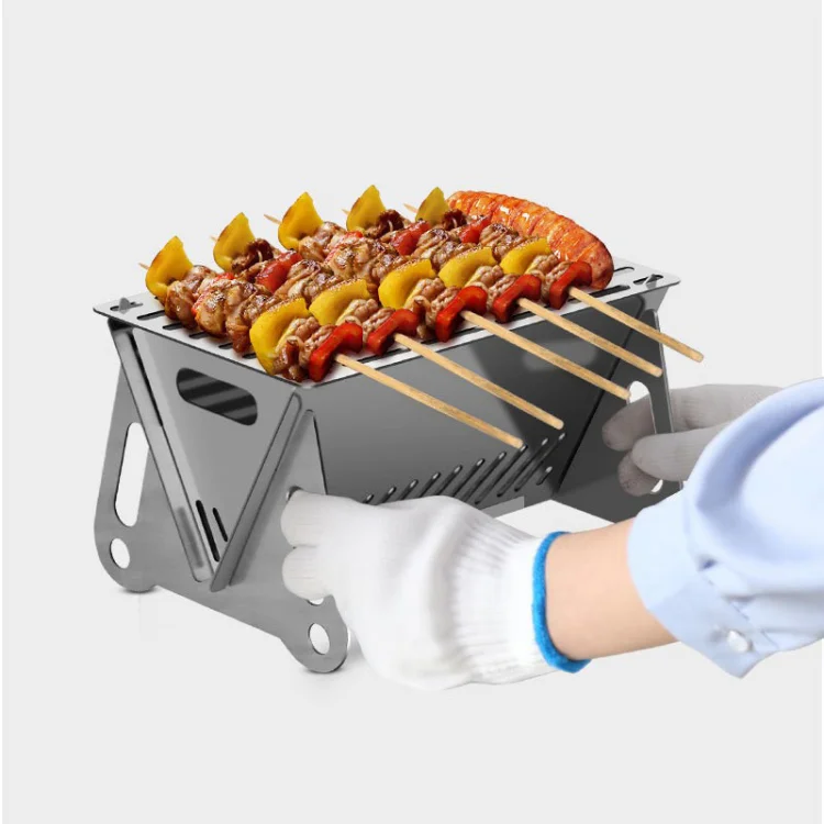 OEM ODM Outdoor Folding Smokeless BBQ Stove Remote Control Stainless Steel Stone Construction Convenient Wood Burning Mini Grill factory