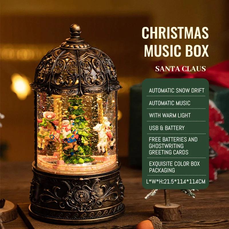 Christmas Tree Music Box Can Rotate Music Box Children's Crystal Ball