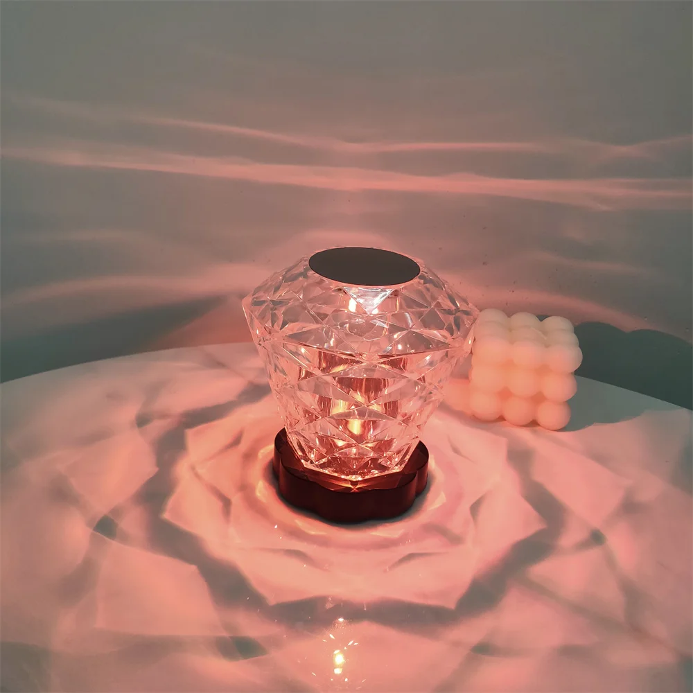 Ins Tiktok Usb Rechargeable Modern Luxury 3d Glass Desk Lights Lotus ...