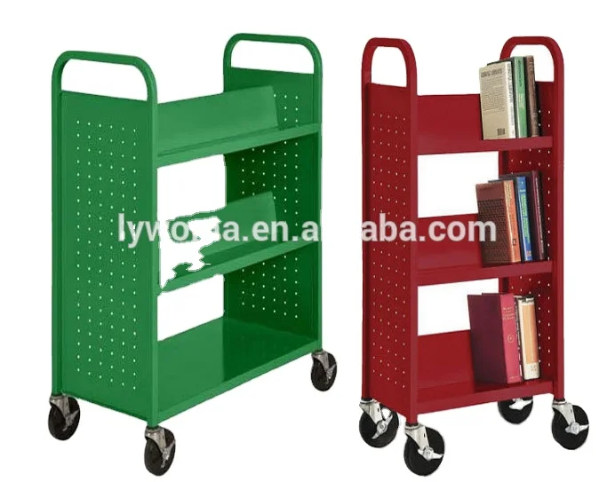 Strong and Durable School Equipment Library Book Trolley Movable Steel Library Furniture Metal School Llibrary Furniture Iron