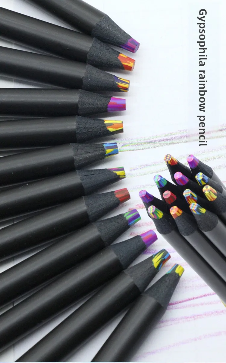 Lot de 12 crayons de couleur multicolores à mine unique_voghion.com