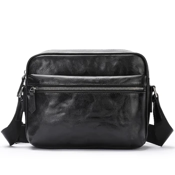 Retro Portable Men's Backpack Leather Shoulder Crossbody Adjustable Shoulder Strap Handbag Mini Computer Bag Custom Logo