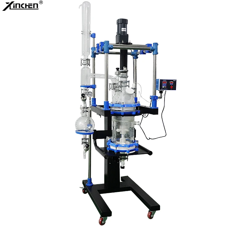 50L glass jacket automatic high pressure PLC controlled lab chemical pyrolysis reactor for esterification