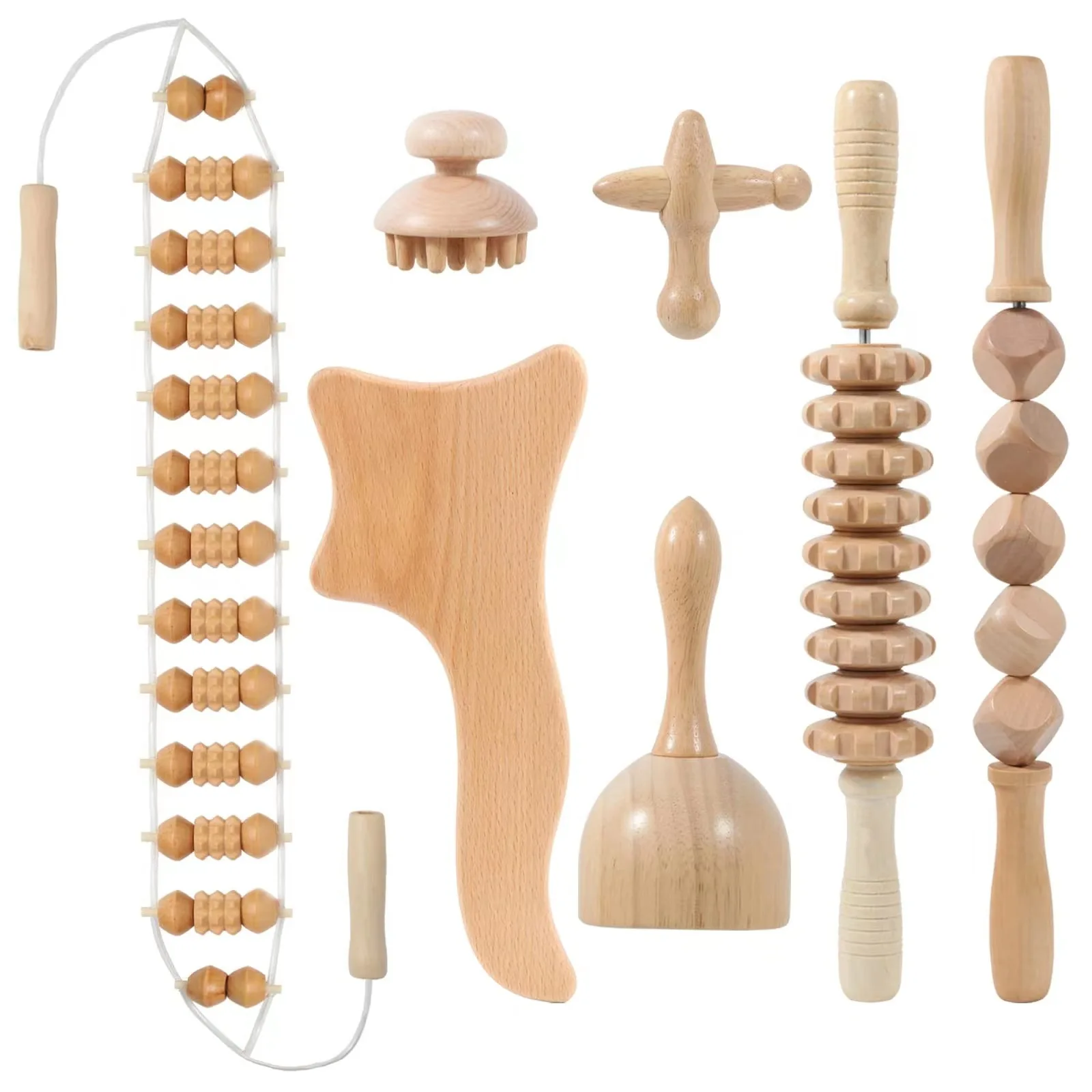 Whole Body Dredge Meridians Collaterals Wood Massage Stick Wood Back Therapy Body Massage Kit Lymphatic Tools