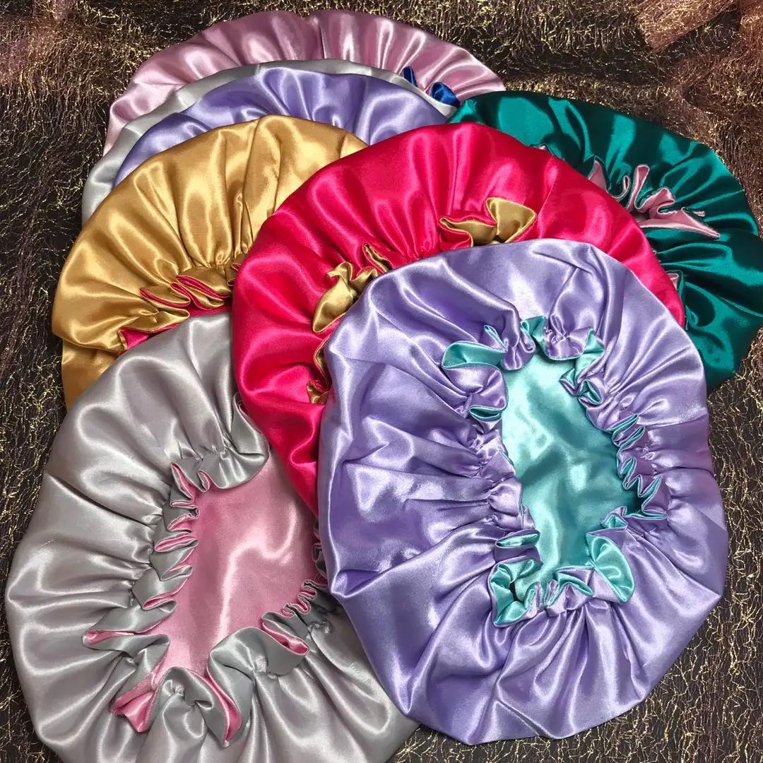 Buy Wholesale China Custom Popular Hair Bonnet Double Layer Satin Designer  Bonnets 100% Polyester Hair Cover Sleep Cap & Satin Bonnet at USD 0.95