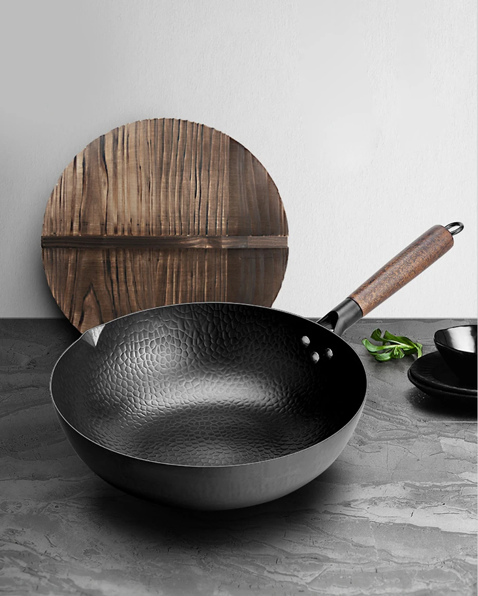 Cast Iron Wok 32cm Wok Pan With Flat Bottom For Induction Cooker Buy