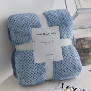 High Quality Wholesale Polyester Fibre Winter Soft and Thick Solid Color Household Sofa Cover Bed Pineapple Check Blanket