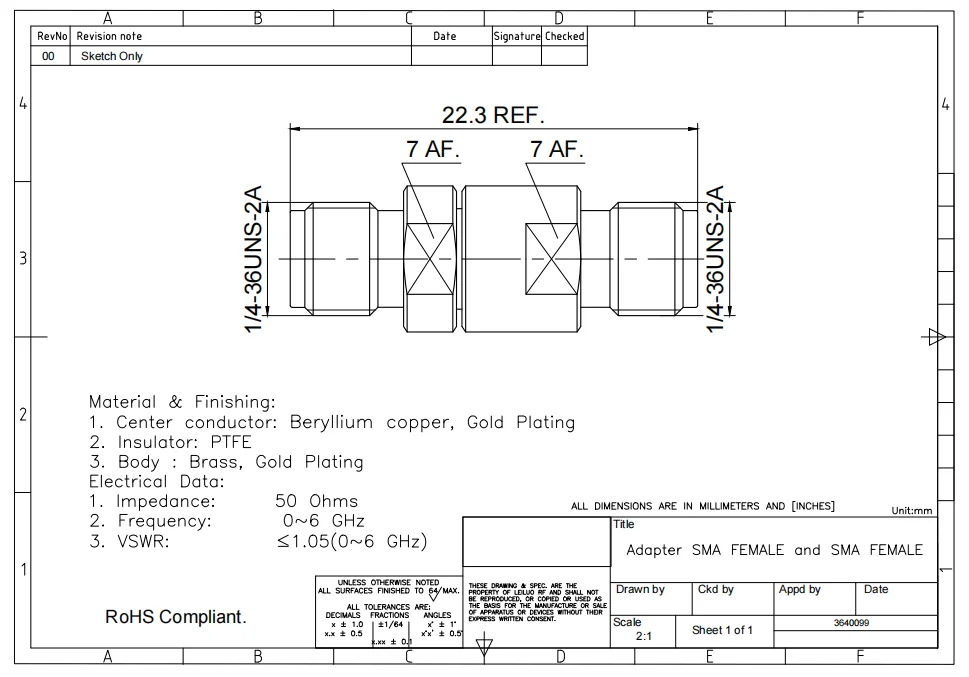 product rf coaxial connector adaptor sma female to sma female-2