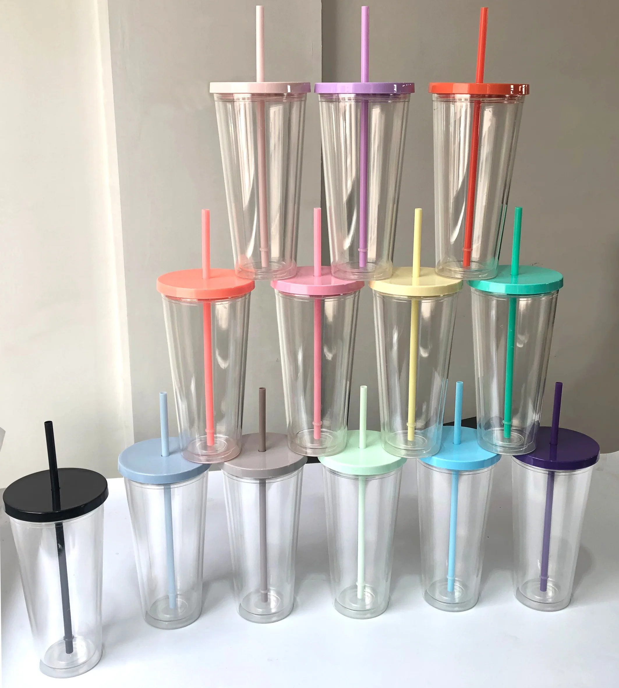 Пластиковый стакан с двойными стенками, 16 унций, 24 унции