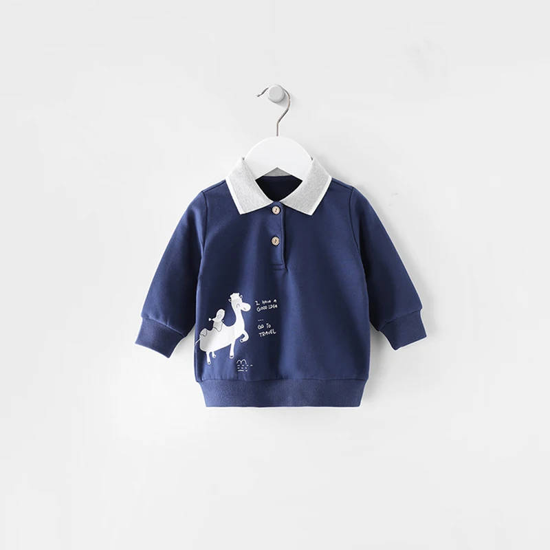 
Осенняя новая простая модная детская трикотажная рубашка-поло с длинным рукавом 