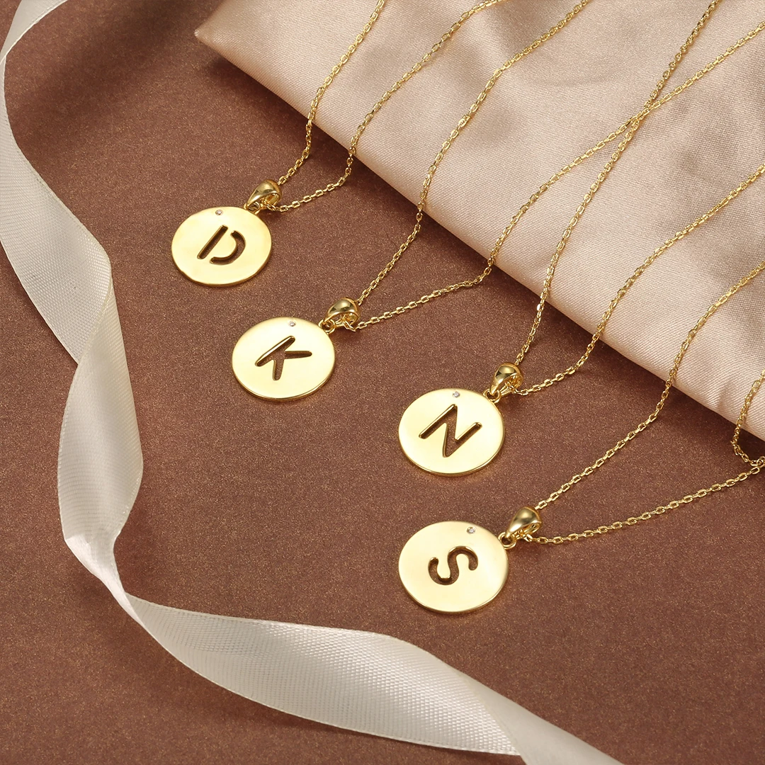 Solid color hollow letter chain necklace Custom letter name pendant Gold chain pendant Any size