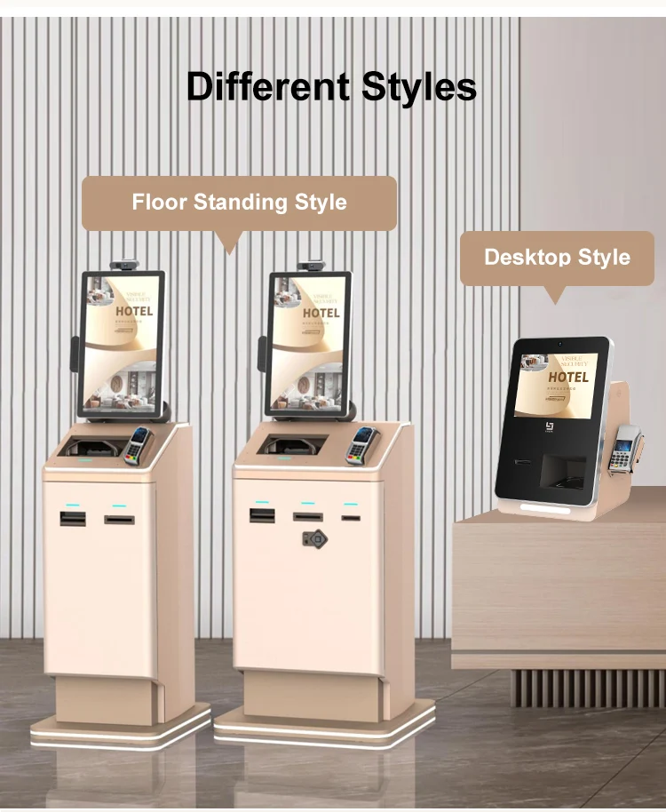 Check In Kiosk 21.5 Inch Hotel Check-in Kiosk with Banknotes & Credit Card Reader
