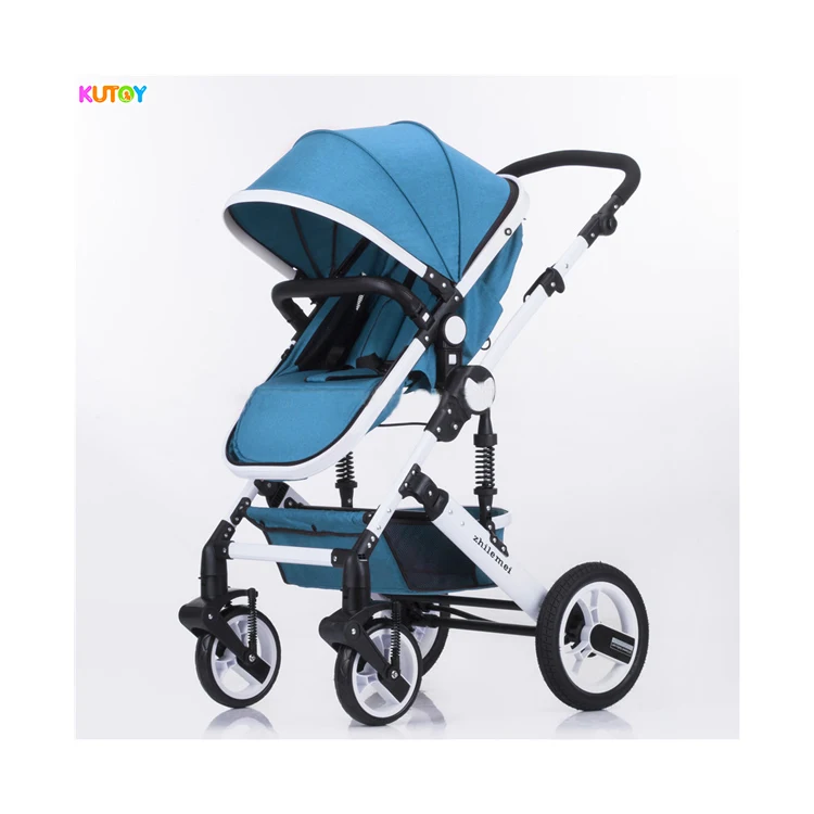 Compact Lightweight Foldable Baby Stroller Linen Material EVA Wheels Safety Features Leather Handrail Newborn Infants Toddlers