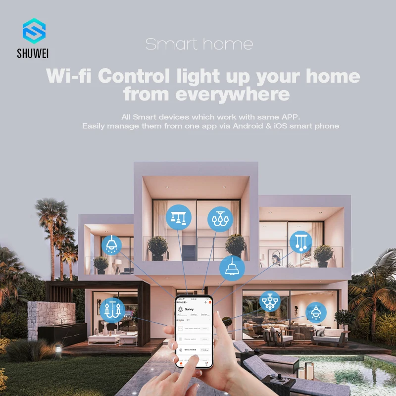 Смарт-выключатель настенный сенсорный с поддержкой wi-fi и управлением через приложение