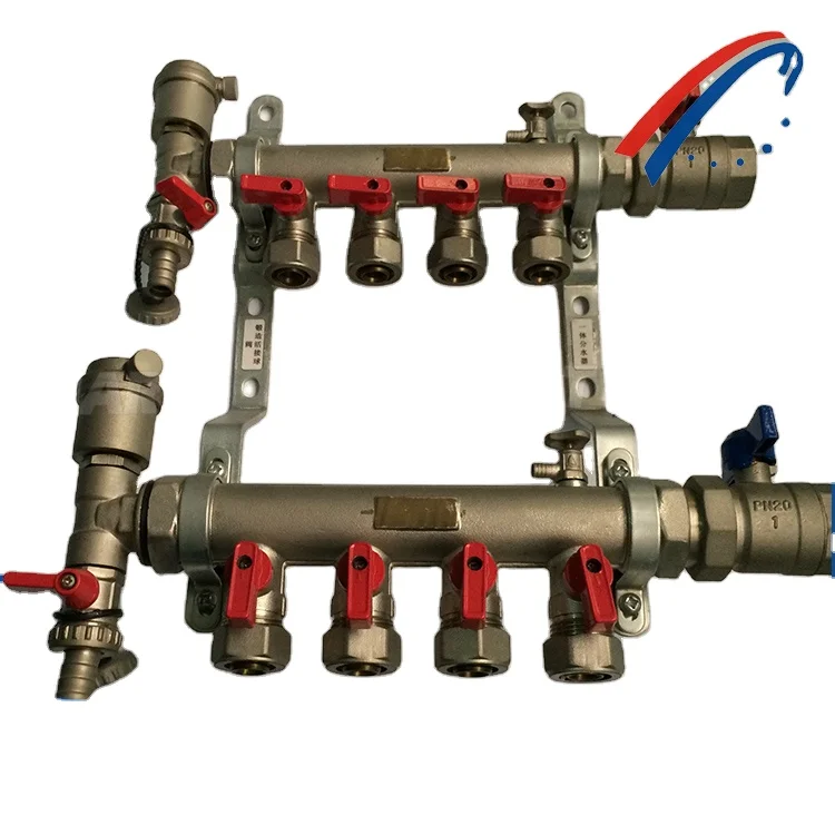 Factory Brass Manifolds Water Distribution Collector Pex Pipe Manifold with  Manual Control Valve for Water Floor Heating - China Brass Floor Heating  Manifold, Underfloor Heating Manifold