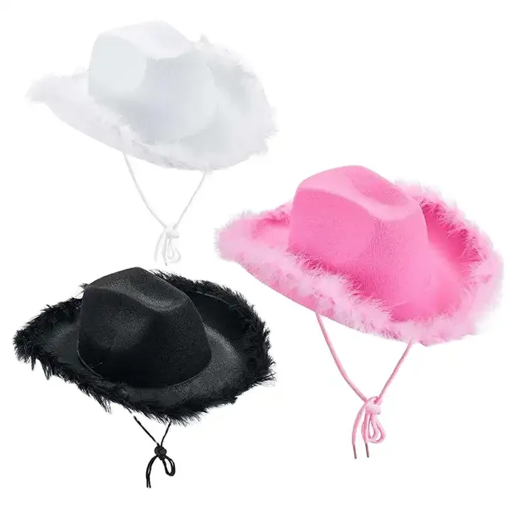 Chapeau Cow-girl Paille Fleuri – Vintage – Femme – Taille Unique – été