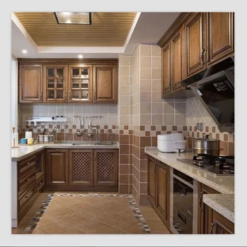 Custom Made Modern Solid Wood Kitchen Furniture Pantry Island Cabinet with Counter Tops