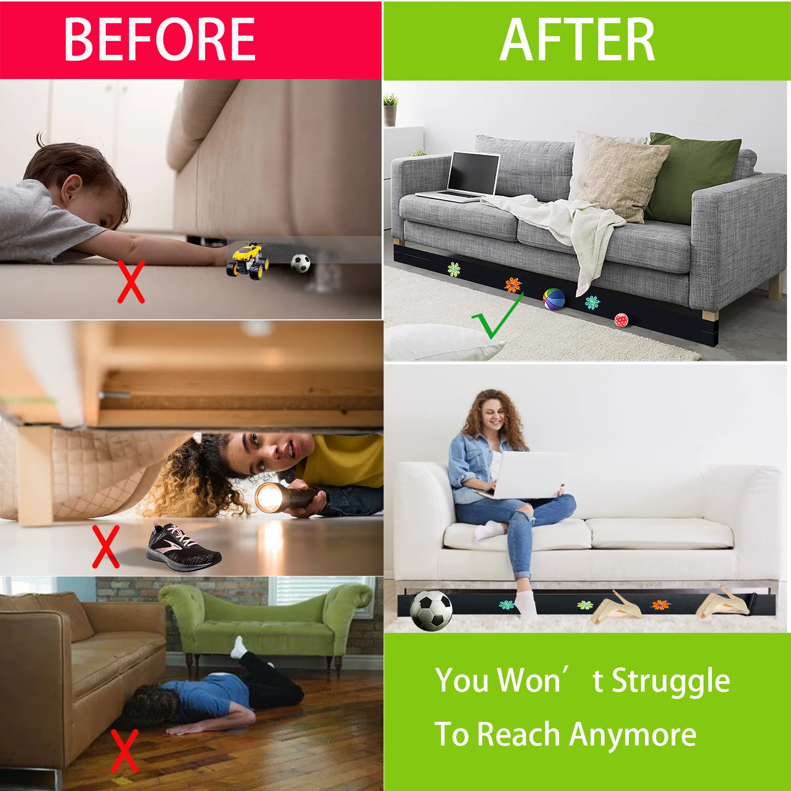 Under Couch Toy Blocker,Thicker Under Sofa Furniture Blocker,Under