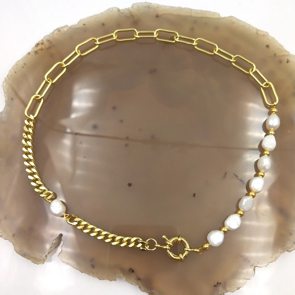 Marsgoo Freshwater Pearl Choker Necklace For Women – Adjustable, Gold Plated, Handmade Jewelry Gift - View #4