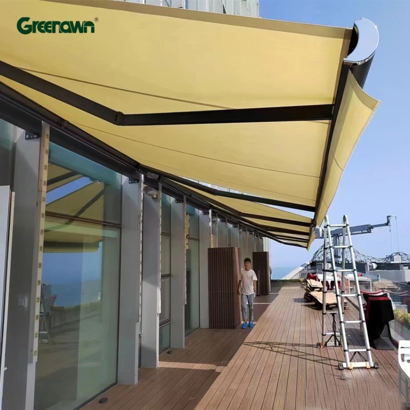 Large Back Door Slide Out Heavy Duty Electric Metal Foldable Roof Rull Cassette Retractable Awning Outdoor with LED
