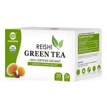 Organic Herbal Green Tea with 100% Certified Organic Reishi Mushroom in Box Free Sample Chinese Instant Tea Powder Blended Tea
