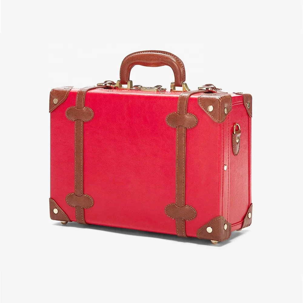 Wholesale Mens Red Retro Vintage Travel Luxury PU Leather Suitcase