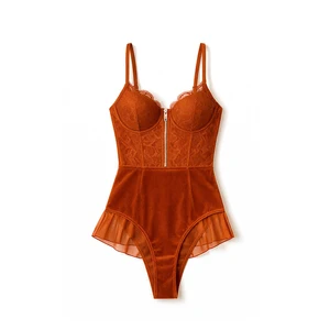 Top Lace Bra with Soft Velvet Bodice Functional Front Zipper Sexy Underwear Women Lingerie for Lady Trendy Lace Bra Wholesale