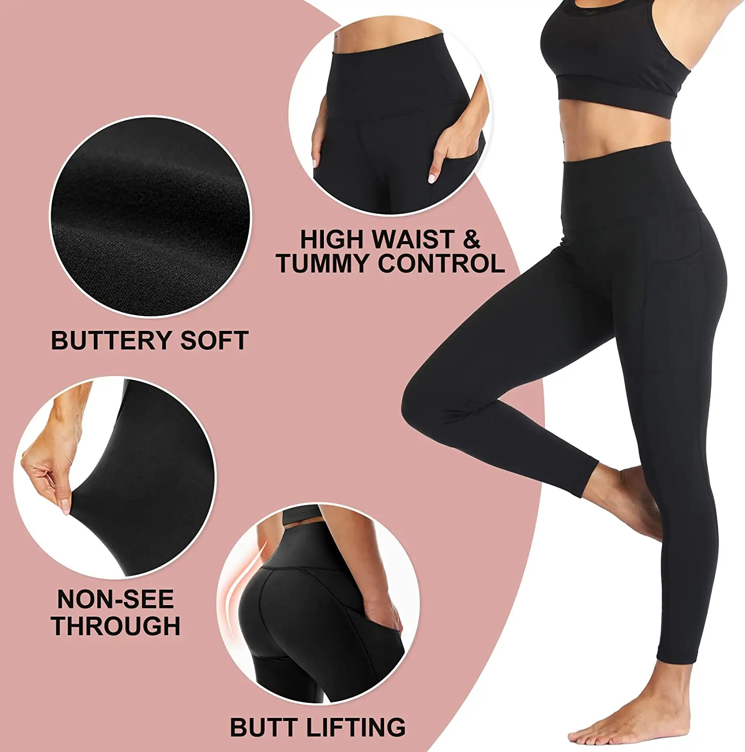Custom Womens Leggings With Pocket Milk Silk Workout Yoga Pants Super ...