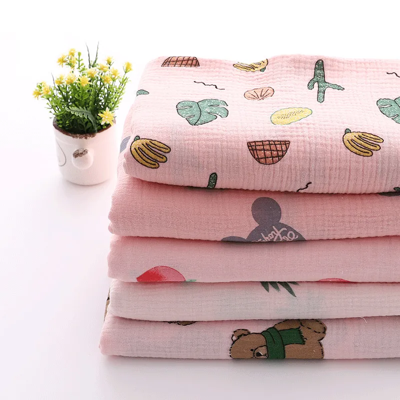 Cotton Fabric Various Sizes Pure Cotton Double Gauze Cotton Crepe Fabric Material For Baby Clothes Buy Cotton Fabric Cartoon Style Cute Animal Print Cotton Crepe Fabric For Patchwork Pure Cotton Crepe