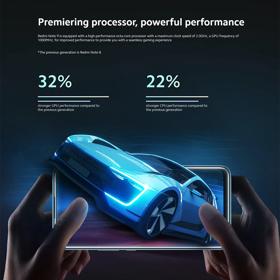 
Смартфон Redmi Note 9 глобальной версии, 64 ГБ 3 ГБ ОЗУ, процессор Helio G85, аккумулятор 5020 мАч, быстрая зарядка 18 Вт, экран 6,53 дюйма, камера 48 МП 