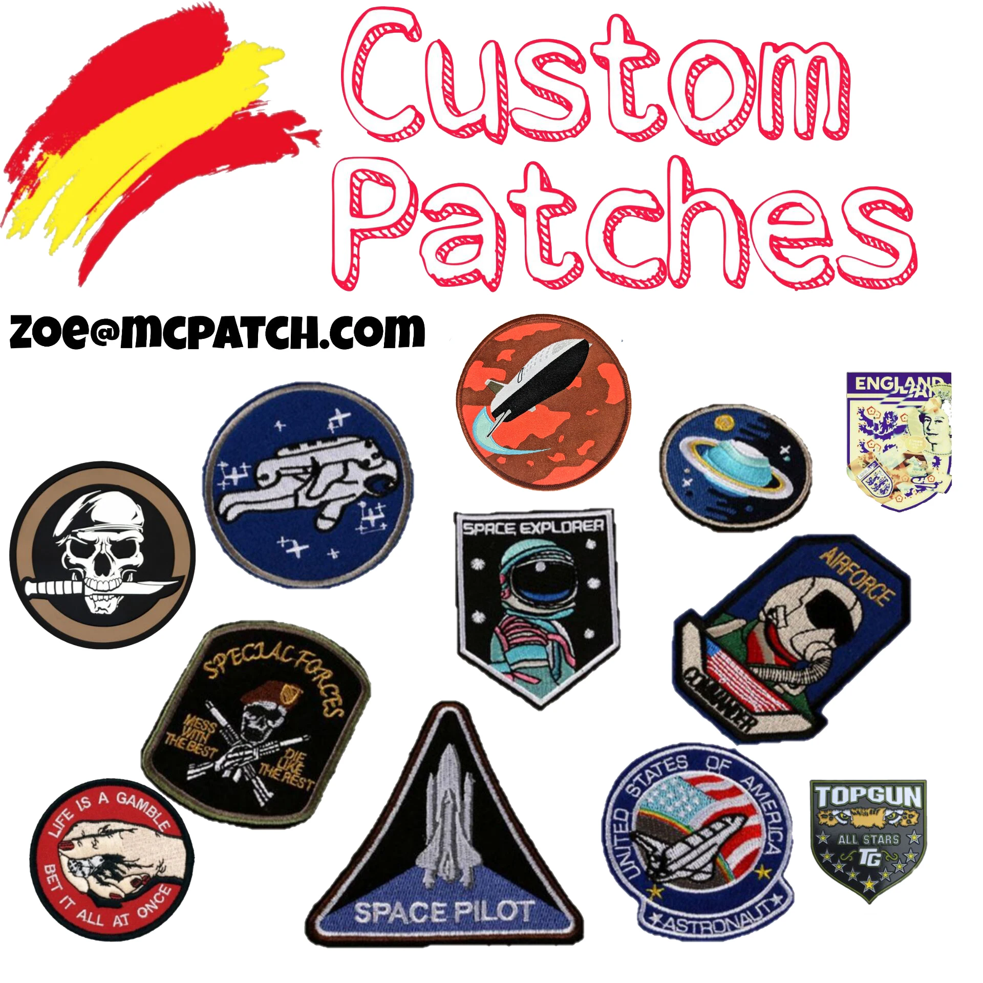 100pcs Embroidered Custom Patches Iron On Sew On VELCRO 