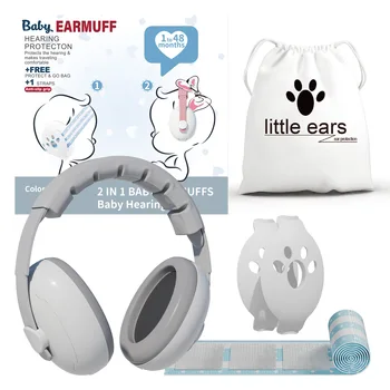 EM1009SK 2-in-1 Baby Earmuffs Infant Sleeping Ear Defender Kids Hearing Protection Noise Reduction Headphone Made of PU ABS