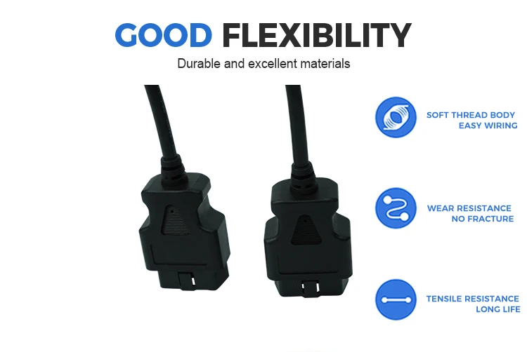 product high quality obdii 16pin male to female extension cable diagnostic tools for car extend obdii cable-6