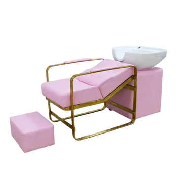 Hot sale  Pink Shampoo Chair barber shop special beauty half-lying shampoo bed