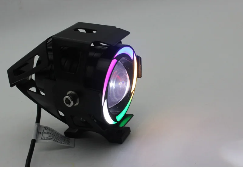 Motorcycle Universal LED Headlight U7 Colorful Moto Lights for Scooter Motorbike Fog Lamp Angel Devil Eyes LED External Flashing