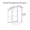 Armadio a muro con porta in vetro e struttura in alluminio, dimensioni 90*85*36 cm