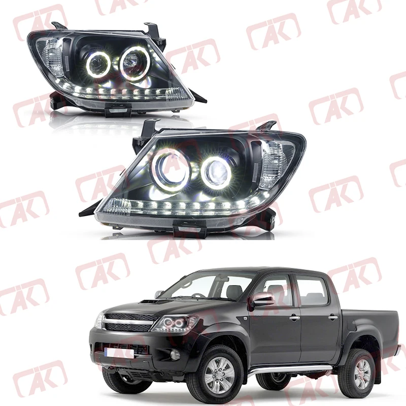 Modified Led Front Headlights Head Lamp Light for Toyota Hilux Vigo SR5 MK6 N70 Pickup 2005-2011 2012-2015