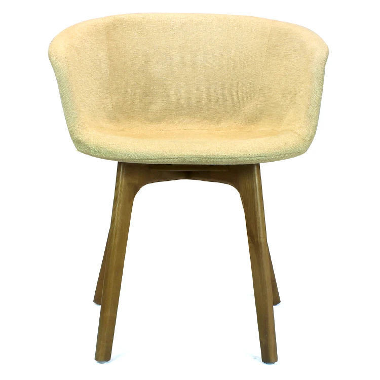 Modern Commercial Nordic Hotel Cafe Shop Furniture Comfortable Upholstered Cafe Solid Wood Legs Fabric Dining Restaurant Chairs
