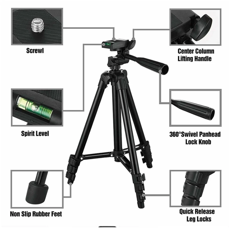 Lightweight Portable Extendable Camera Tripod 3366