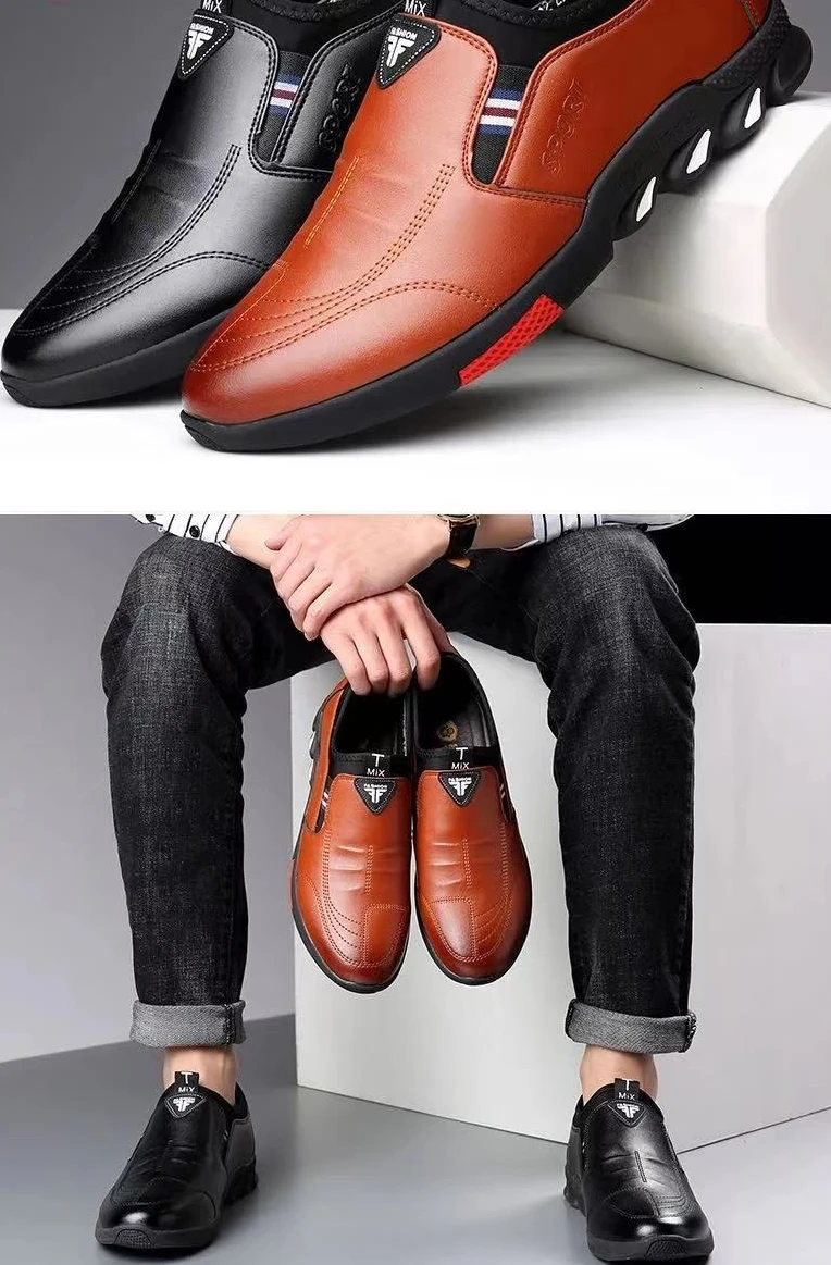 Spring 2024 Latest Design Men's Leather Shoes Breathable Non-slip Business Shoes  Outdoor Fashion Casual Leather Shoes